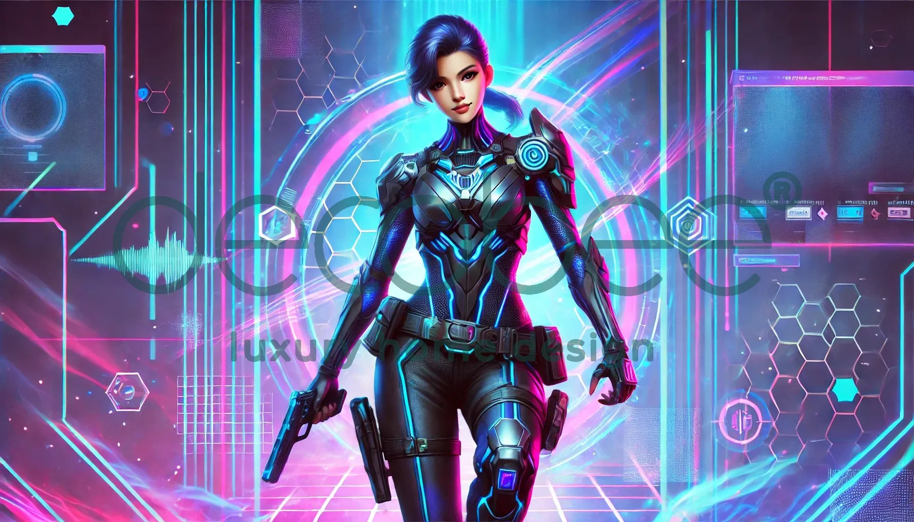 Oyun Salonu Posteri | Neon Kadın Asker | GM014