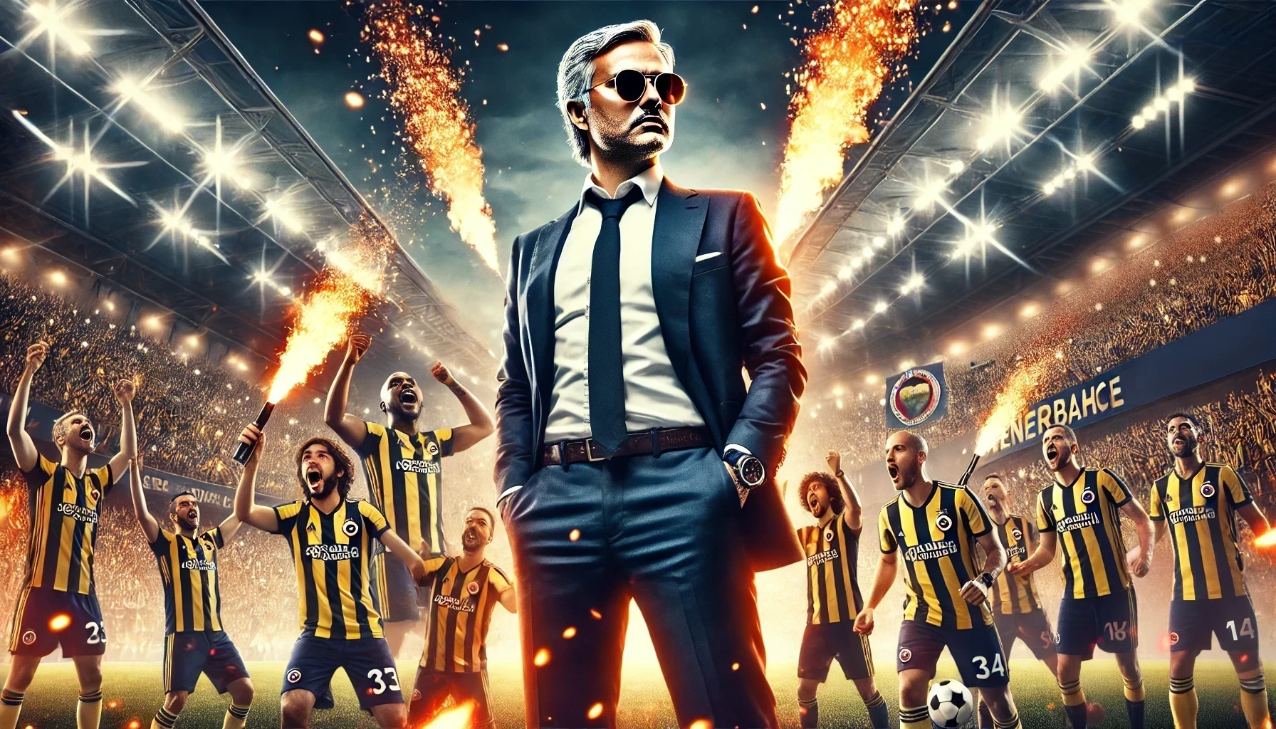 Premium Poster | José Mourinho&Profesyönel Takımı&Coşkulu Taraftarı | FB010