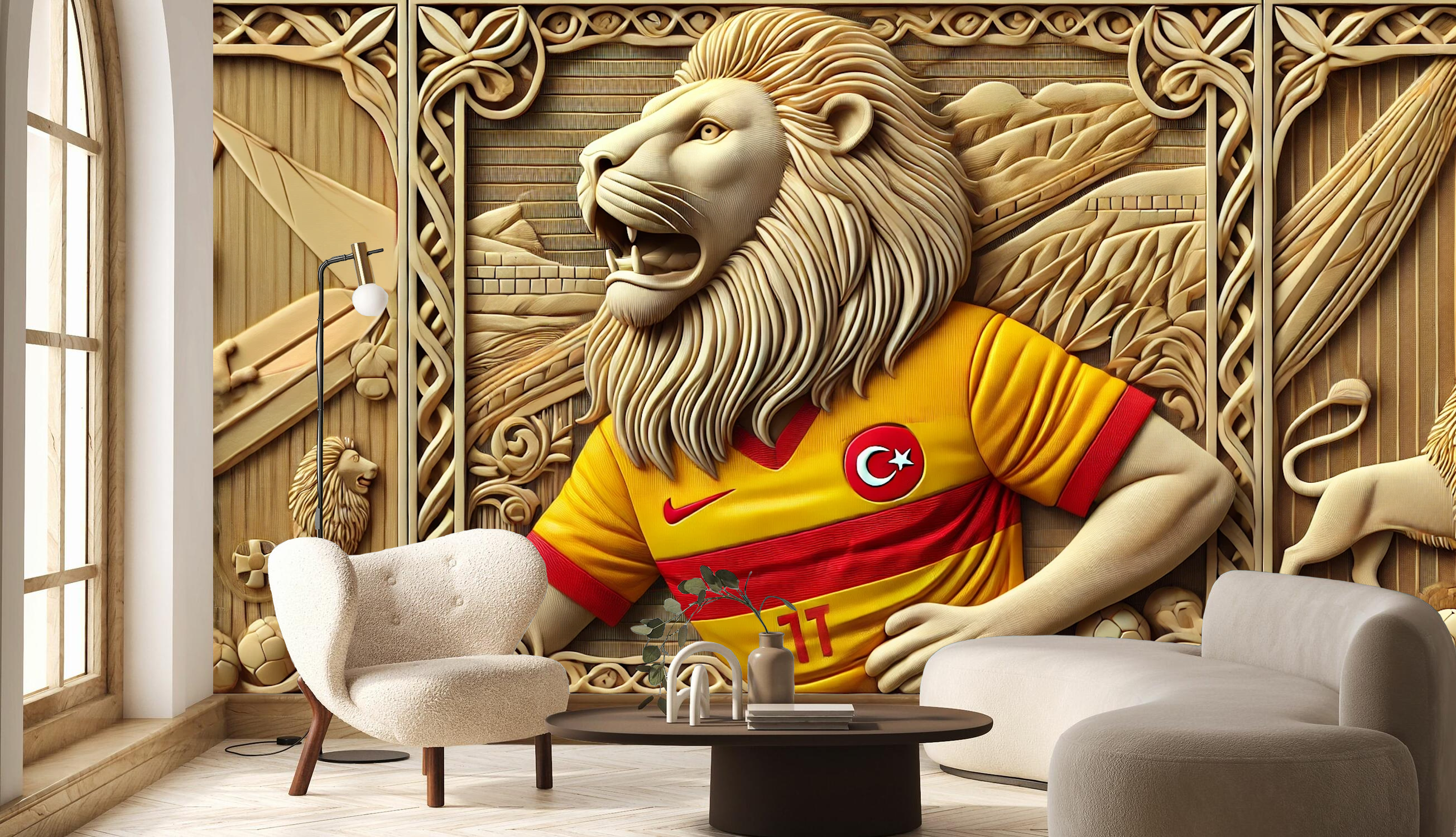 Premium Poster | Kabartma Görünümlü Galatasaraylı Aslan | GS009