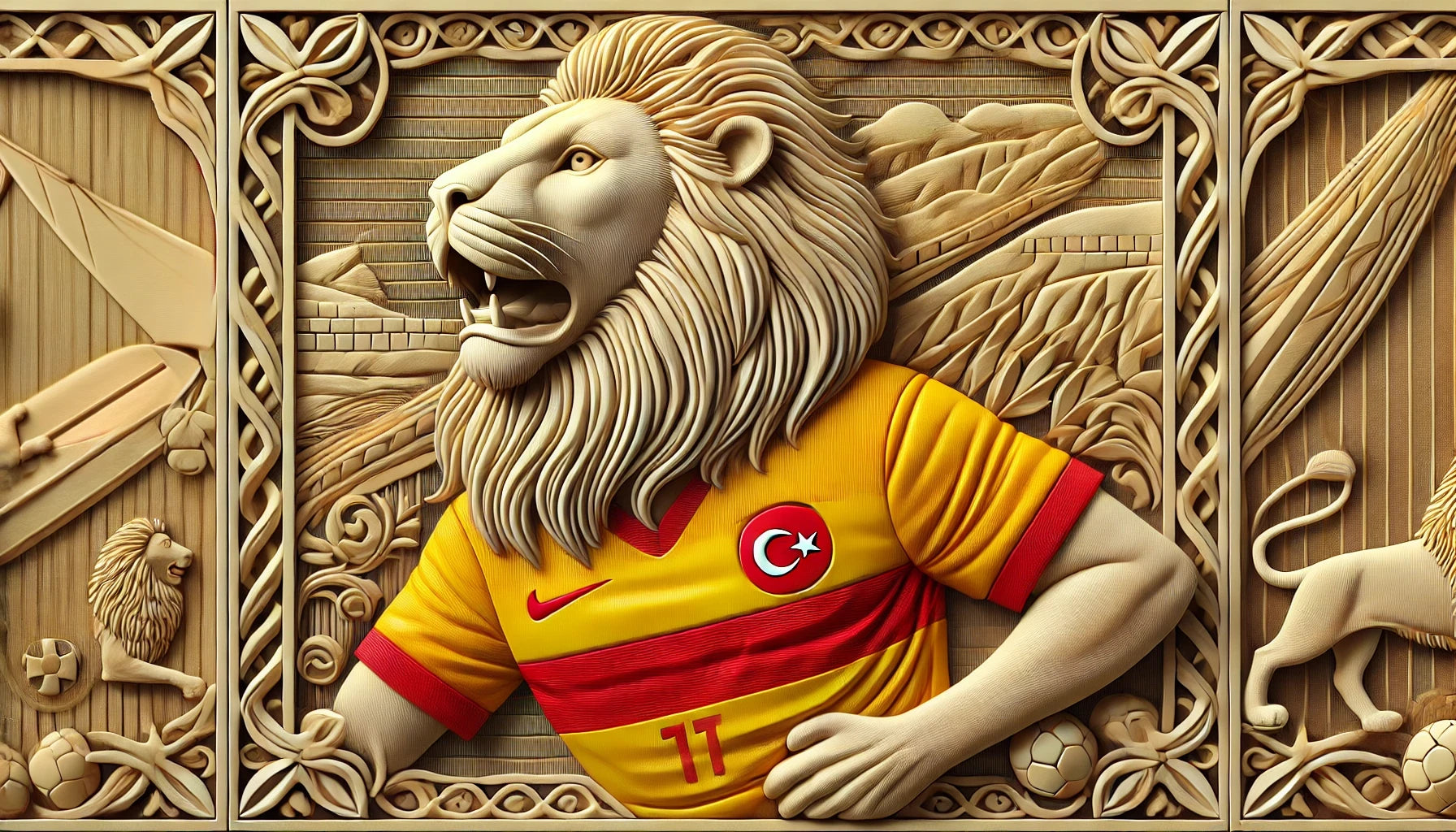 Premium Poster | Kabartma Görünümlü Galatasaraylı Aslan | GS009