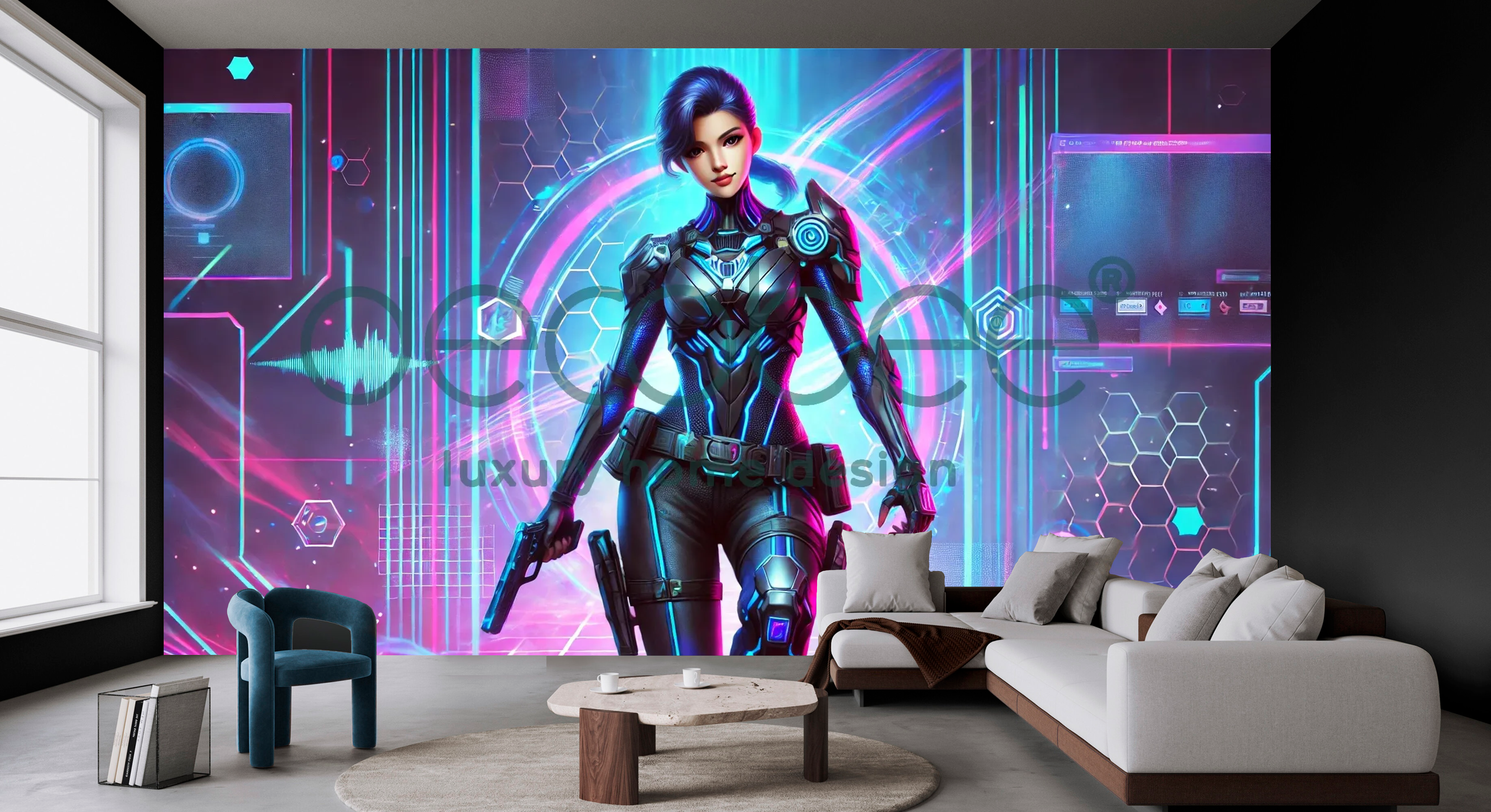 Oyun Salonu Posteri | Neon Kadın Asker | GM014