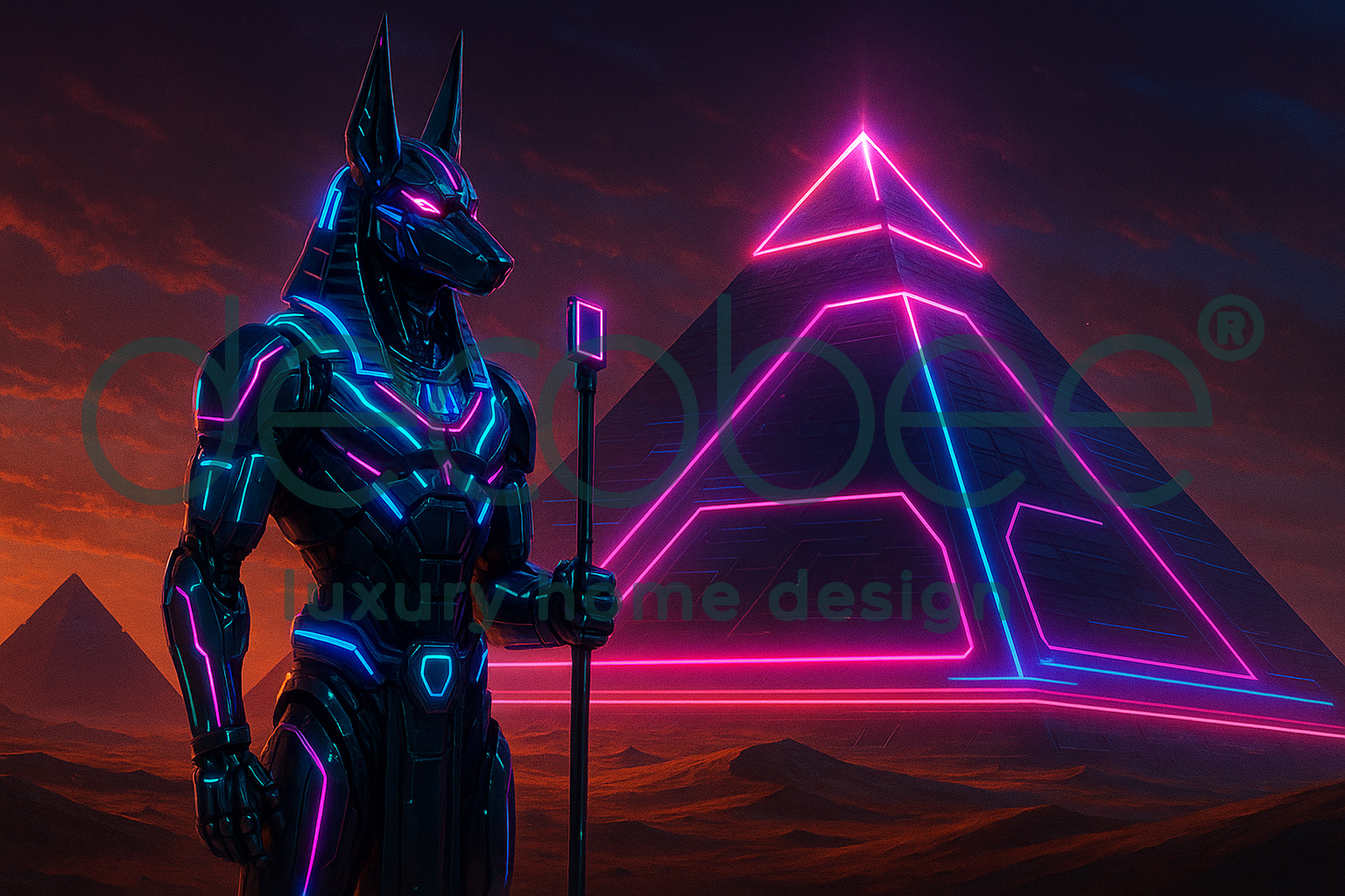 Antik Mısır Posteri | Sonsuz Gece ve Neon Piramit | MSR009