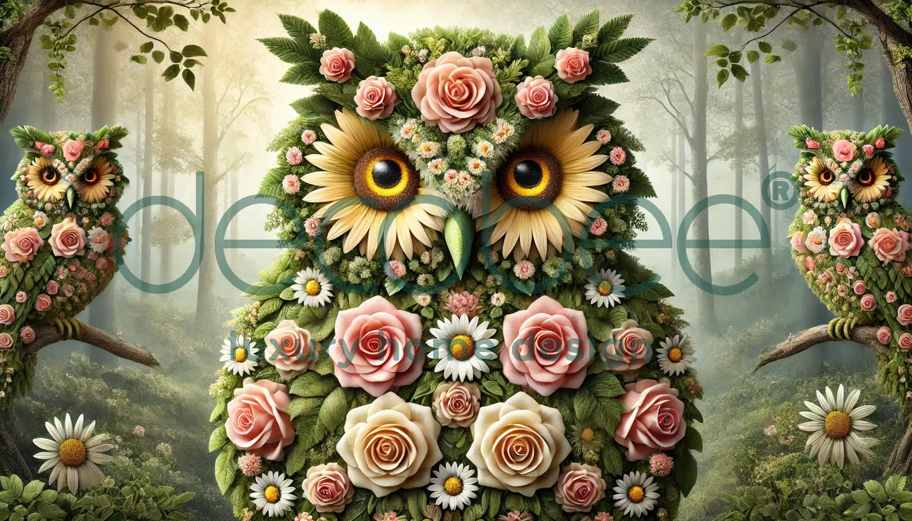 Çiçek Posteri | Çiçeklerden Baykuş Heykeli | CK043