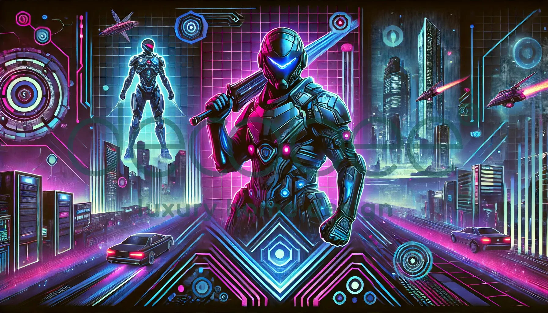 Oyun Salonu Posteri | Neon Siberpunk Robot | GM004