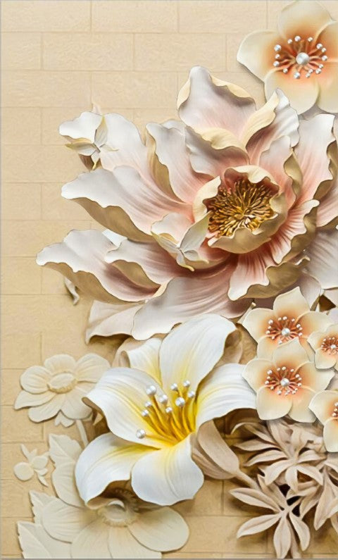 Çiçek Desenli | 3D Çiçek Posteri | DECOBEE-F243