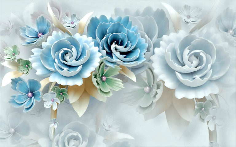 Çiçek Desenli | 3D Çiçek Posteri | DECOBEE-F244