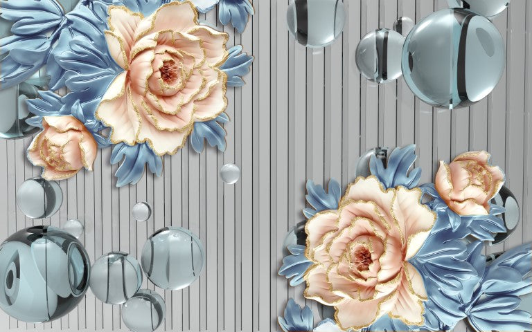 Çiçek Desenli | 3D Çiçek Posteri | DECOBEE-F296