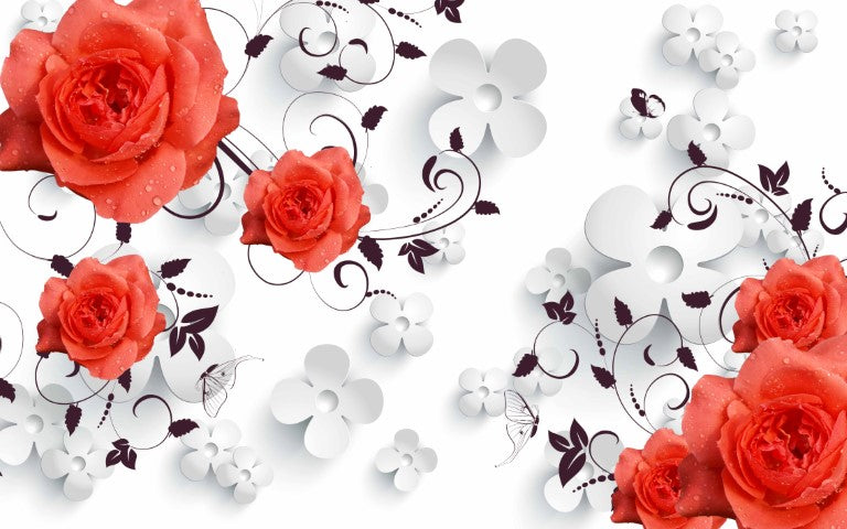 Çiçek Desenli | 3D Çiçek Posteri | DECOBEE-F312