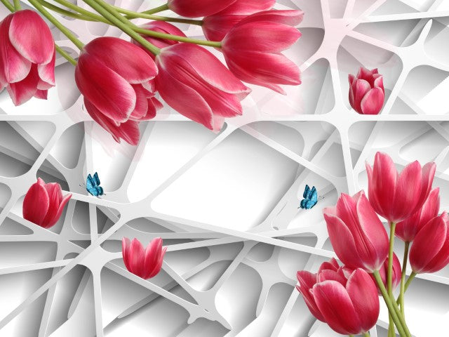 Çiçek Desenli | 3D Çiçek Posteri | DECOBEE-F320