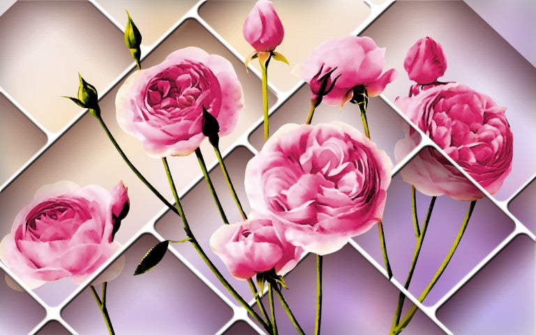 Çiçek Desenli | 3D Çiçek Posteri | DECOBEE-F324