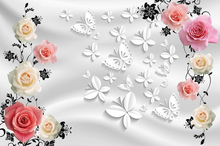 Çiçek Desenli | 3D Çiçek Posteri | DECOBEE-F372