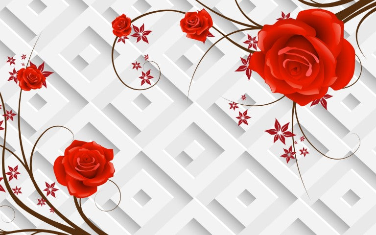 Çiçek Desenli | 3D Çiçek Posteri | DECOBEE-F376