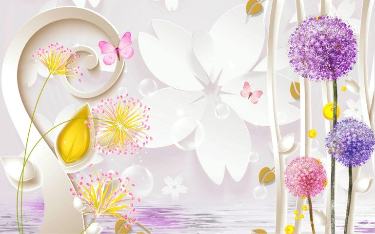 Çiçek Desenli | 3D Çiçek Posteri | DECOBEE-F414