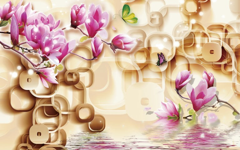 Çiçek Desenli | 3D Çiçek Posteri | DECOBEE-F418