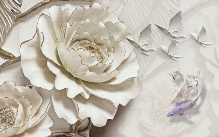 Çiçek Desenli | 3D Çiçek Posteri | DECOBEE-F442