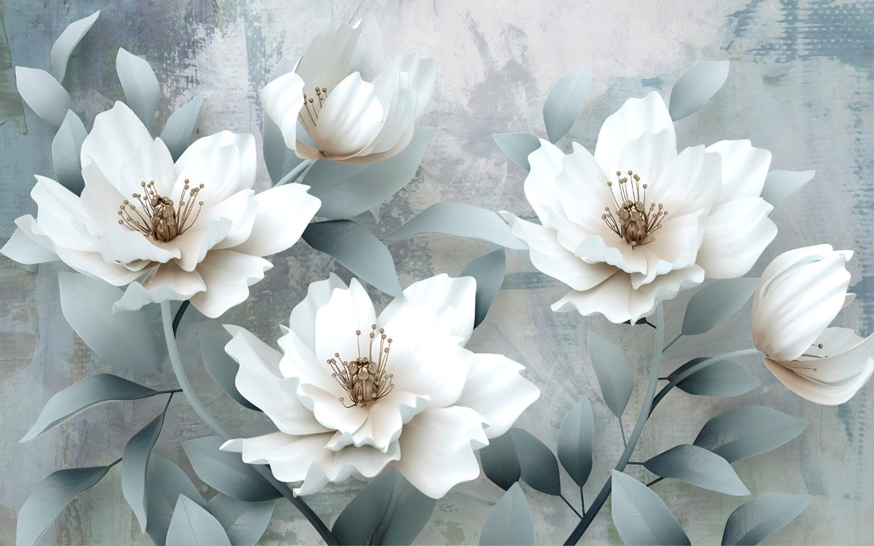 Çiçek Desenli | 3D Çiçek Posteri | DECOBEE-F489