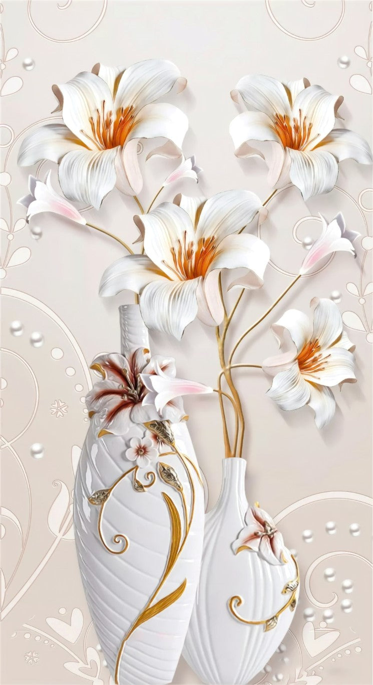Çiçek Desenli | 3D Çiçek Posteri | DECOBEE-F496