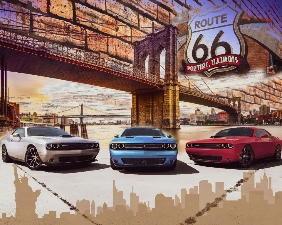 Dodge Araba Desenli | 3D Araba Posteri | DECOBEE-C062